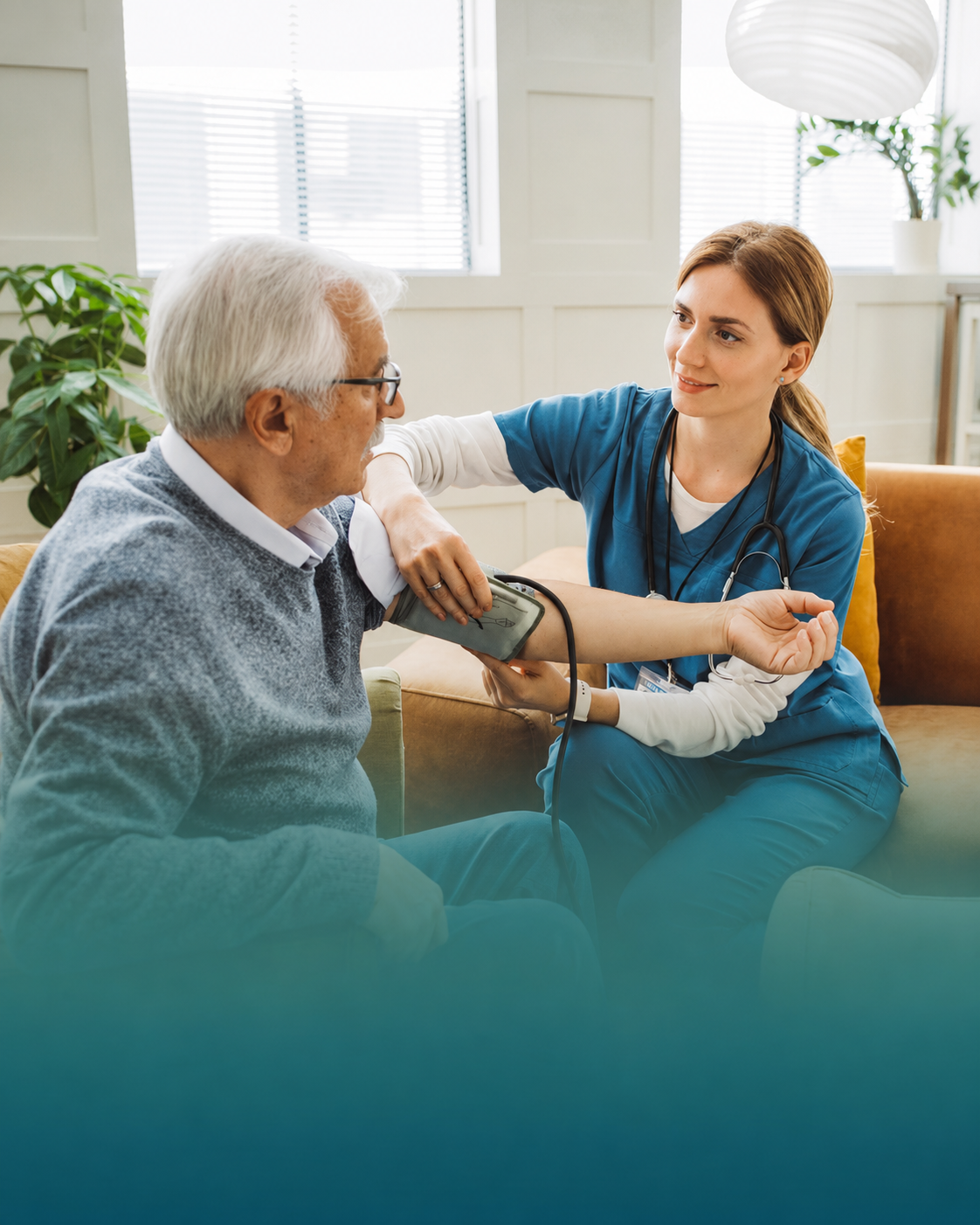 MedAssist nurse caring for a patient during a home visit in Tbilisi